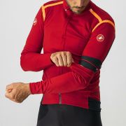 Castelli - Jacheta ciclism vreme rece 2 in 1 cu maneci detasabile, Perfetto Ros Convertible - rosu portocaliu