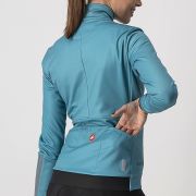 Castelli - jacheta ciclism vreme rece pentru femei Dinamica jacket - albastru teal gri reflectorizant