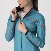 Castelli - jacheta ciclism vreme rece pentru femei Dinamica jacket - albastru teal gri reflectorizant