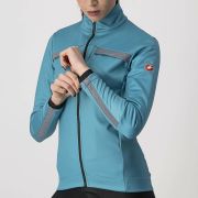 Castelli - jacheta ciclism vreme rece pentru femei Dinamica jacket - albastru teal gri reflectorizant