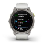Garmin - Epix Gen 2 Sapphire smartwatch premium cu GPS si AMOLED - ramă gri din titanium, carcasă albă si curea din silicon albă