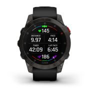 Garmin - Epix Gen 2 Sapphire smartwatch premium cu GPS si AMOLED - ramă gri din titanium DLC, carcasă neagră si curea din silicon neagră