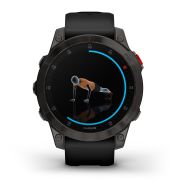 Garmin - Epix Gen 2 Sapphire smartwatch premium cu GPS si AMOLED - ramă gri din titanium DLC, carcasă neagră si curea din silicon neagră