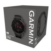 Garmin - Epix Gen 2 Sapphire smartwatch premium cu GPS si AMOLED - ramă gri din titanium DLC, carcasă neagră si curea din silicon neagră