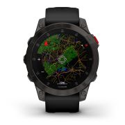 Garmin - Epix Gen 2 Sapphire smartwatch premium cu GPS si AMOLED - ramă gri din titanium DLC, carcasă neagră si curea din silicon neagră