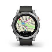 Garmin - Epix Gen 2 smartwatch premium cu GPS si AMOLED - ramă argintie din oţel inoxidabil, carcasă neagră si curea din silicon