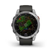 Garmin - Epix Gen 2 smartwatch premium cu GPS si AMOLED - ramă argintie din oţel inoxidabil, carcasă neagră si curea din silicon