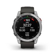 Garmin - Epix Gen 2 smartwatch premium cu GPS si AMOLED - ramă argintie din oţel inoxidabil, carcasă neagră si curea din silicon