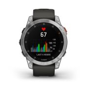 Garmin - Epix Gen 2 smartwatch premium cu GPS si AMOLED - ramă argintie din oţel inoxidabil, carcasă neagră si curea din silicon