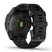 Garmin - fenix 7 Sapphire Solar ceas multisport cu GPS - ramă gri închis DLC Titanium și curea din silicon neagră