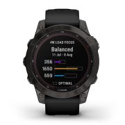Garmin - fenix 7 Sapphire Solar ceas multisport cu GPS - ramă gri închis DLC Titanium și curea din silicon neagră