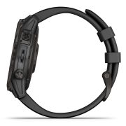 Garmin - fenix 7 Sapphire Solar ceas multisport cu GPS - ramă gri închis DLC Titanium și curea din silicon neagră