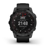 Garmin - fenix 7 Sapphire Solar ceas multisport cu GPS - ramă neagră DLC Titanium și curea din silicon neagră