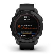 Garmin - fenix 7 Sapphire Solar ceas multisport cu GPS - ramă neagră DLC Titanium și curea din silicon neagră