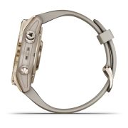 Garmin - fenix 7s Sapphire Solar ceas multisport cu GPS - ramă aurie Titanium si curea din silicon crem