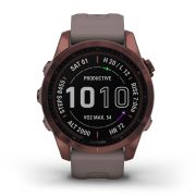 Garmin - fenix 7s Sapphire Solar ceas multisport cu GPS - ramă bronz închis Titanium si curea din silicon gri închis