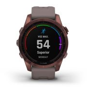 Garmin - fenix 7s Sapphire Solar ceas multisport cu GPS - ramă bronz închis Titanium si curea din silicon gri închis