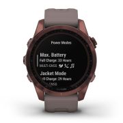 Garmin - fenix 7s Sapphire Solar ceas multisport cu GPS - ramă bronz închis Titanium si curea din silicon gri închis