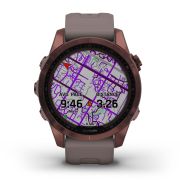 Garmin - fenix 7s Sapphire Solar ceas multisport cu GPS - ramă bronz închis Titanium si curea din silicon gri închis