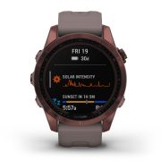 Garmin - fenix 7s Sapphire Solar ceas multisport cu GPS - ramă bronz închis Titanium si curea din silicon gri închis