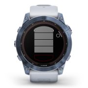 Garmin - fenix 7x Sapphire Solar ceas multisport cu GPS - ramă albastru Mineral Blue DLC Titanium și curea din silicon albă Whitestone