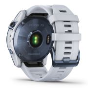 Garmin - fenix 7x Sapphire Solar ceas multisport cu GPS - ramă albastru Mineral Blue DLC Titanium și curea din silicon albă Whitestone