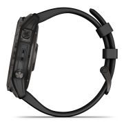 Garmin - fenix 7x Sapphire Solar ceas multisport cu GPS - ramă gri închis Titanium DLC și curea din silicon neagră