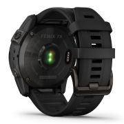 Garmin - fenix 7x Sapphire Solar ceas multisport cu GPS - ramă gri închis Titanium DLC și curea din silicon neagră