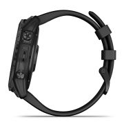 Garmin - fenix 7x Sapphire Solar ceas multisport cu GPS - ramă neagră Titanium DLC și curea din silicon neagră