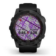 Garmin - fenix 7x Sapphire Solar ceas multisport cu GPS - ramă neagră Titanium DLC și curea din silicon neagră