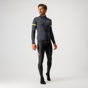 Castelli - bluza ciclism maneca lunga Fondo 2 Jersey FZ - gri-galben fluo