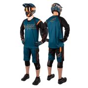 O-Neal - Pantaloni scurti ciclism MTB pentru barbati Element FR hybrid - albastru petrol negru portocaliu