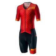 Castelli - costum trisuit triatlon pentru barbati, maneca scurta Free Sanremo SS Suit - negru portocaliu rosu
