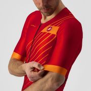 Castelli - costum trisuit triatlon pentru barbati, maneca scurta Free Sanremo SS Suit - negru portocaliu rosu
