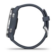 Garmin - Venu 2 smartwatch cu GPS și AMOLED - rama argintie și carcasă albastru-granit cu brățară din silicon