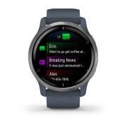 Garmin - Venu 2 smartwatch cu GPS și AMOLED - rama argintie și carcasă albastru-granit cu brățară din silicon