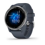 Garmin - Venu 2 smartwatch cu GPS și AMOLED - rama argintie și carcasă albastru-granit cu brățară din silicon