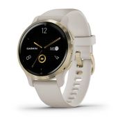 Garmin - Venu 2s smartwatch cu GPS și AMOLED - rama light gold și carcasă light sand cu brățară din silicon