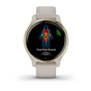 Garmin - Venu 2s smartwatch cu GPS și AMOLED - rama light gold și carcasă light sand cu brățară din silicon