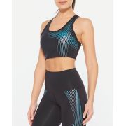 2XU - Bustiera sport pentru femei Active Low Impact Crop - negru turcoaz