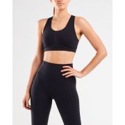 2XU - Bustiera sport pentru femei Perform Medium Impact Crop - negru argintiu