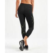 2XU - Colanti lungi 7/8 compresie pentru femei Bonded Mid-Rise Compression Tights - negru verde