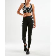 2XU - colanti compresie lungi pentru femei Fitness HI Rise Compression Tights - negru alb