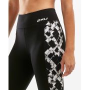 2XU - colanti compresie lungi pentru femei Fitness HI Rise Compression Tights - negru alb