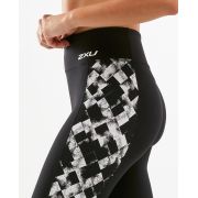2XU - colanti compresie lungi pentru femei Fitness HI Rise Compression Tights - negru alb