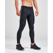 2XU colanti lungi compresie barbati Compression Accelerate Print - negru albastru Ashphalt Maratime Blue