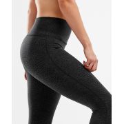 2XU - Colanti compresie cu talie inalta pentru femei Print Fitness Hi-Rise Comp Tight - gri inchis argintiu