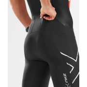 2XU - Costum triathlon barbati Compression Full Zip sleeveless Trisuit - negru dungi alb rosu