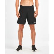 2XU - Pantaloni scurti compresie alergare 2 in 1 barbati Comp 7" Shorts - negru argintiu