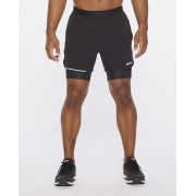 2XU - Pantaloni scurti de alergare pentru barbati 2-in-1 XVENT 5 inch - negru argintiu reflexiv